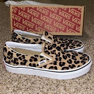 Leopard print slip on Vans! Like new, still in the box!
